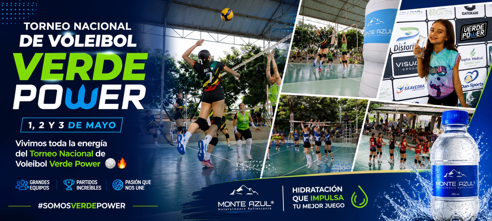 hidratación torneo voleibol Bucaramanga con Monte Azul en competencia deportiva