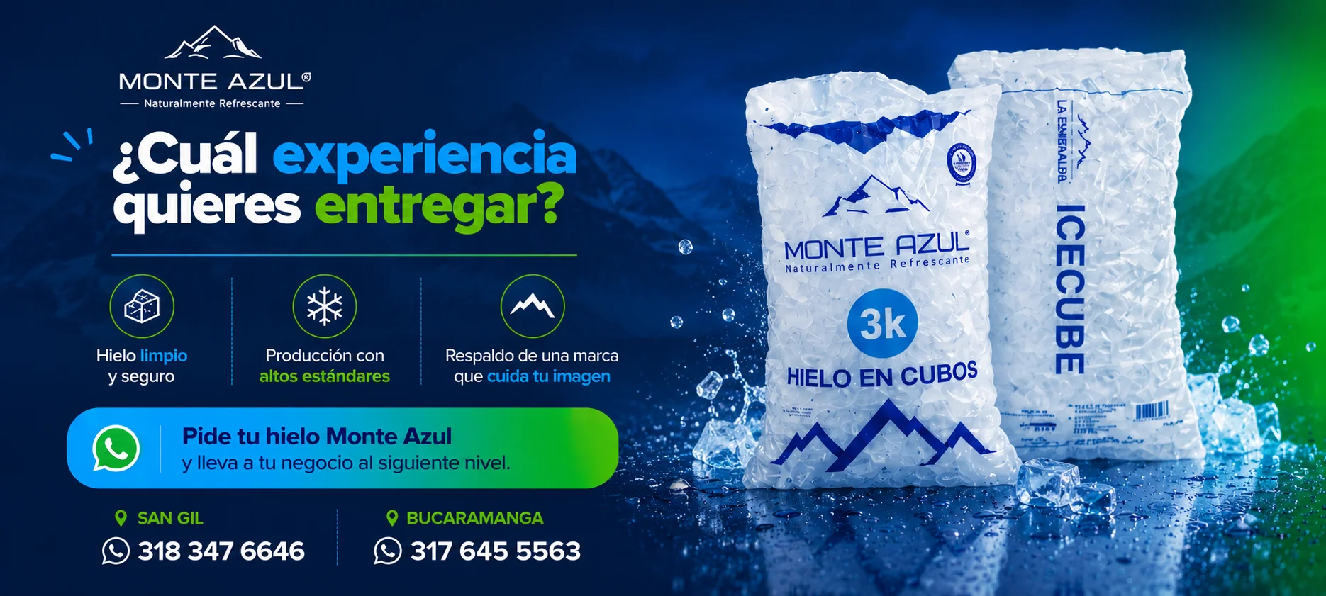 hielo limpio y seguro para negocios y eventos