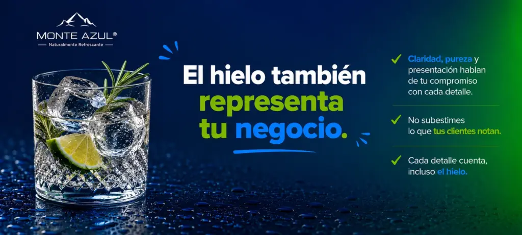 hielo para negocios en bebidas y eventos