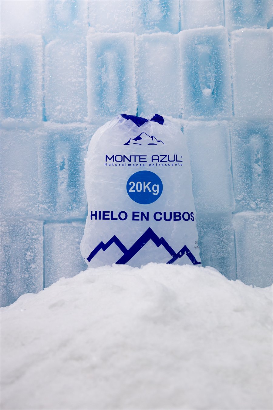 Bolsa de Hielo Monte Azul en cubos de 20 kilos